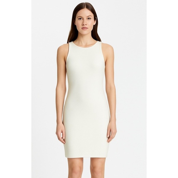 Alice & Olivia Stacey Bendet Dress 2 Ivory Sleeveless Shimmer Knit Luxury NEW